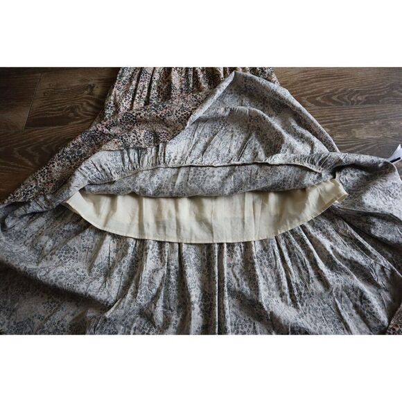 PAIGE 7363J78-6678 Women's Sz L Ecru Multi/Beige Gisella Floral Midi Dress - Picture 10 of 12